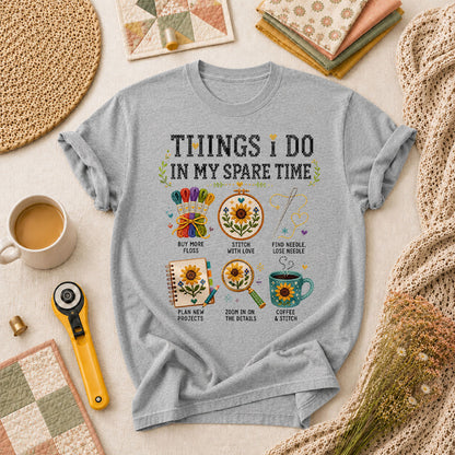 Things I Do In My Spare Time Cross Stitch T-Shirt - Athletic Heather