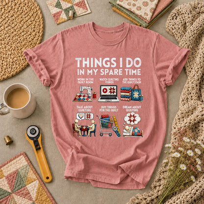 Things I Do In My Spare Time Quilt T-Shirt - Heather Mauve