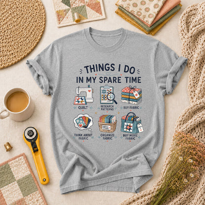 Things I Do In My Spare Time Quilter Fabric T-Shirt - Athletic Heather