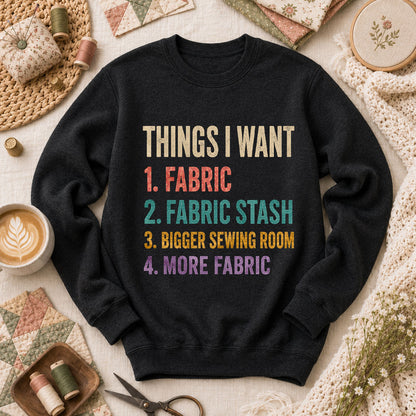 Things I Want Fabric List Long Sleeve - Black