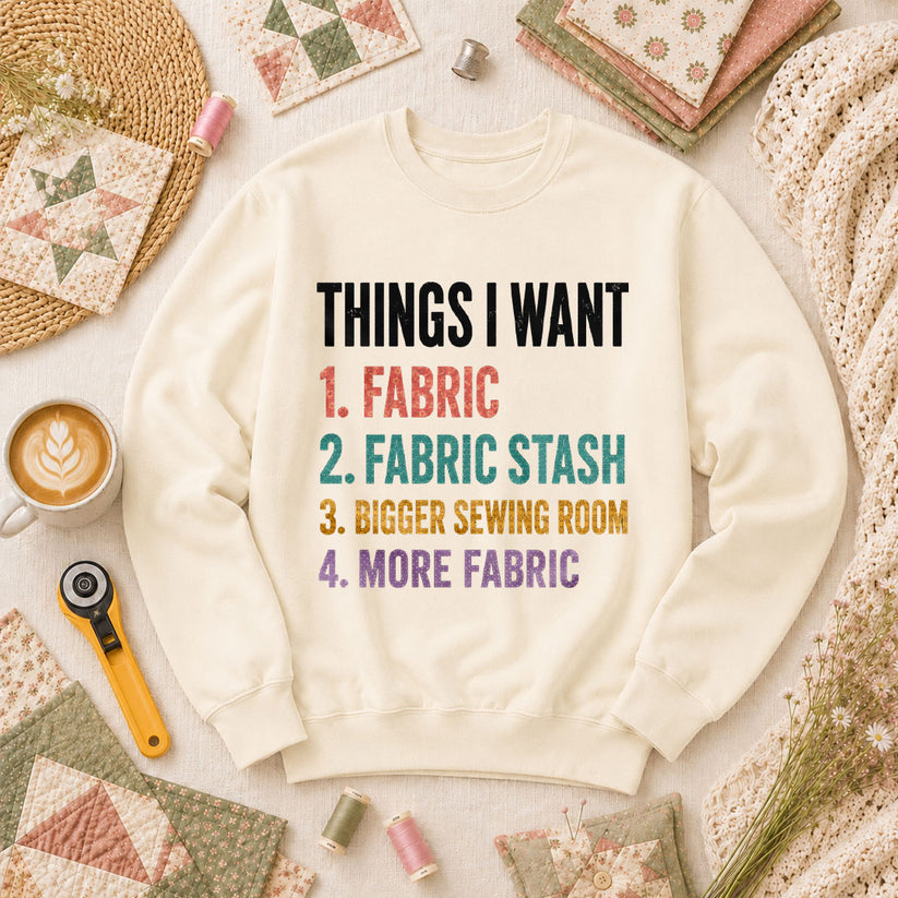 Things I Want Fabric List Long Sleeve - Natural