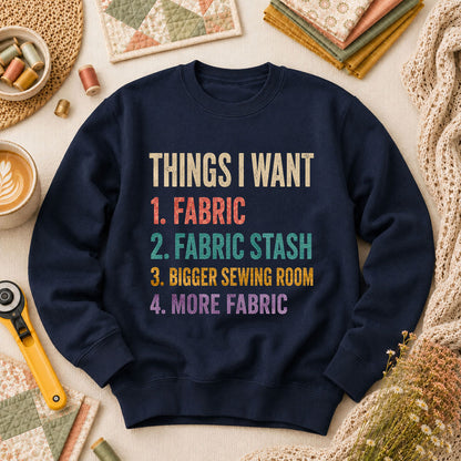 Things I Want Fabric List Long Sleeve - Navy