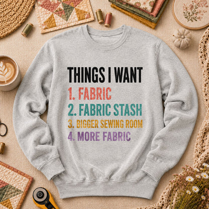 Things I Want Fabric List Long Sleeve - Sport Grey
