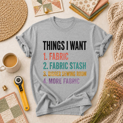 Things I Want Fabric List T-Shirt - Athletic Heather