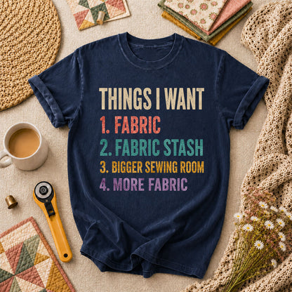 Things I Want Fabric List T-Shirt - Navy