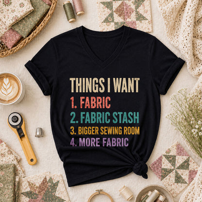 Things I Want Fabric List Women's V-Neck - Black