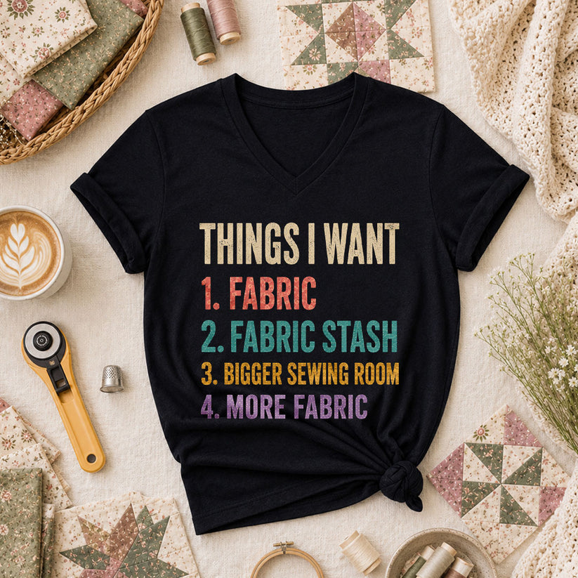 Things I Want Fabric List Women's V-Neck - Black