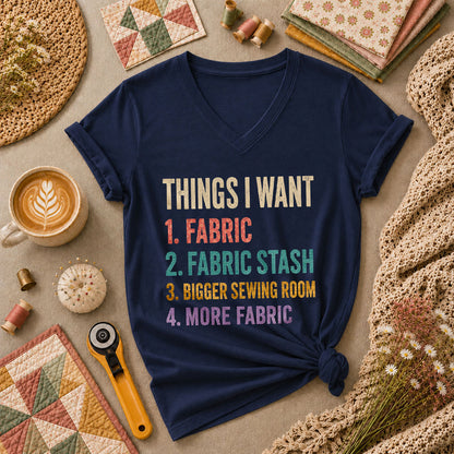 Things I Want Fabric List Women's V-Neck - Navy
