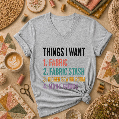 Things I Want Fabric List Women's V-Neck - Sport Grey