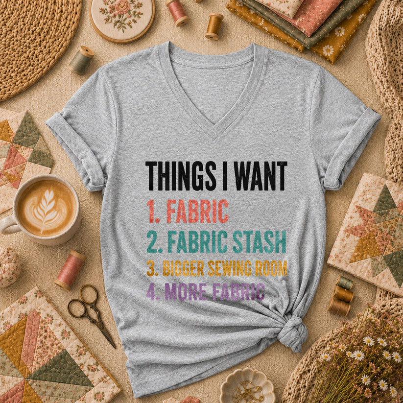 Things I Want Fabric List Women's V-Neck - Sport Grey