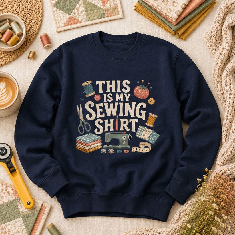 This Is My Sewing Shirt Long Sleeve - Navy