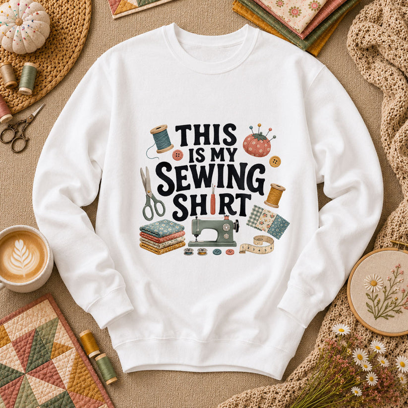 This Is My Sewing Shirt Long Sleeve - White