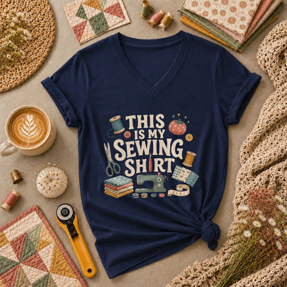 This Is My Sewing Shirt Women's V-Neck - Navy