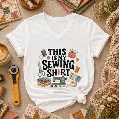 This Is My Sewing Shirt Women's V-Neck - White