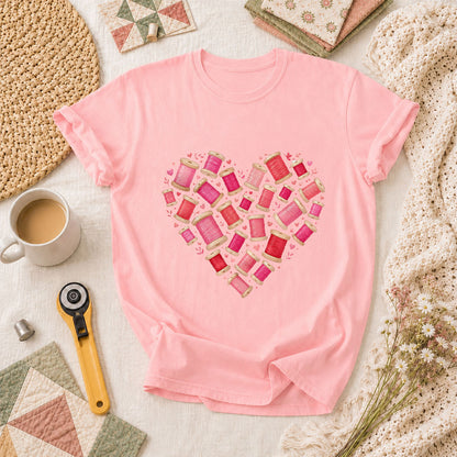 Thread Spool Heart Sewing Love T-Shirt - Pink