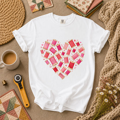 Thread Spool Heart Sewing Love T-Shirt - White