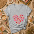 Thread Spool Heart Sewing Love Women's V-Neck