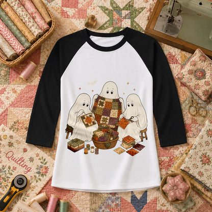 Three Ghosts Quilting Bee Halloween Raglan Sleeve - Black
