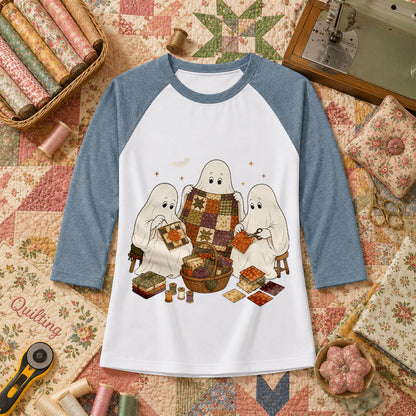 Three Ghosts Quilting Bee Halloween Raglan Sleeve - Denim