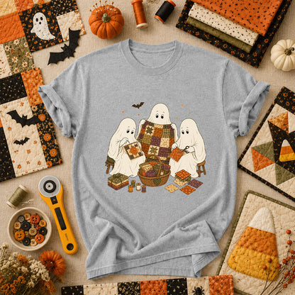 Three Ghosts Quilting Bee Halloween T-Shirt - Athletic Heather