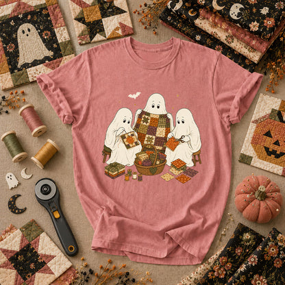 Three Ghosts Quilting Bee Halloween T-Shirt - Heather Mauve