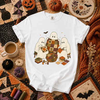 Three Ghosts Quilting Bee Halloween T-Shirt - White