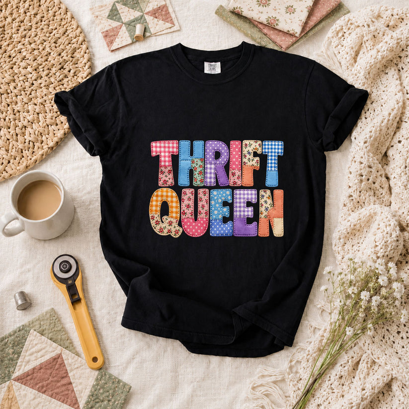 Thrift Queen Vintage Quilter T-Shirt - Black