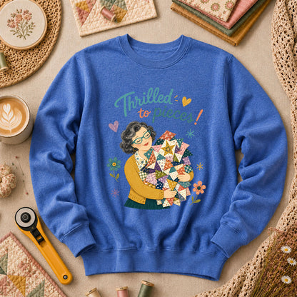 Thrilled To Pieces Quilter Long Sleeve - Heather True Royal