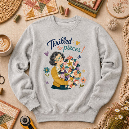 Thrilled To Pieces Quilter Long Sleeve - Sport Grey