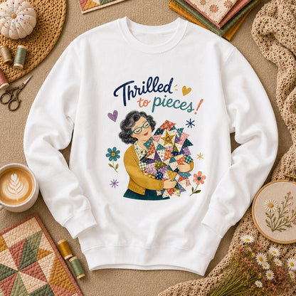 Thrilled To Pieces Quilter Long Sleeve - White