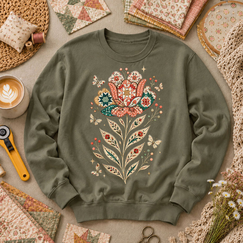 Patchwork Tulip Folk Art - Military Green