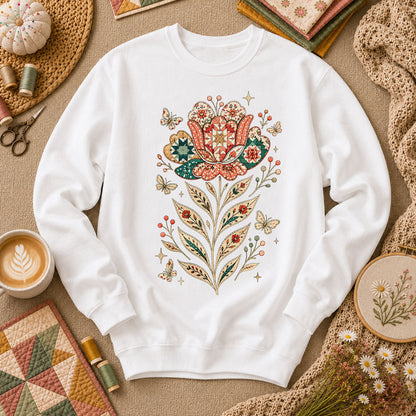 Patchwork Tulip Folk Art - White
