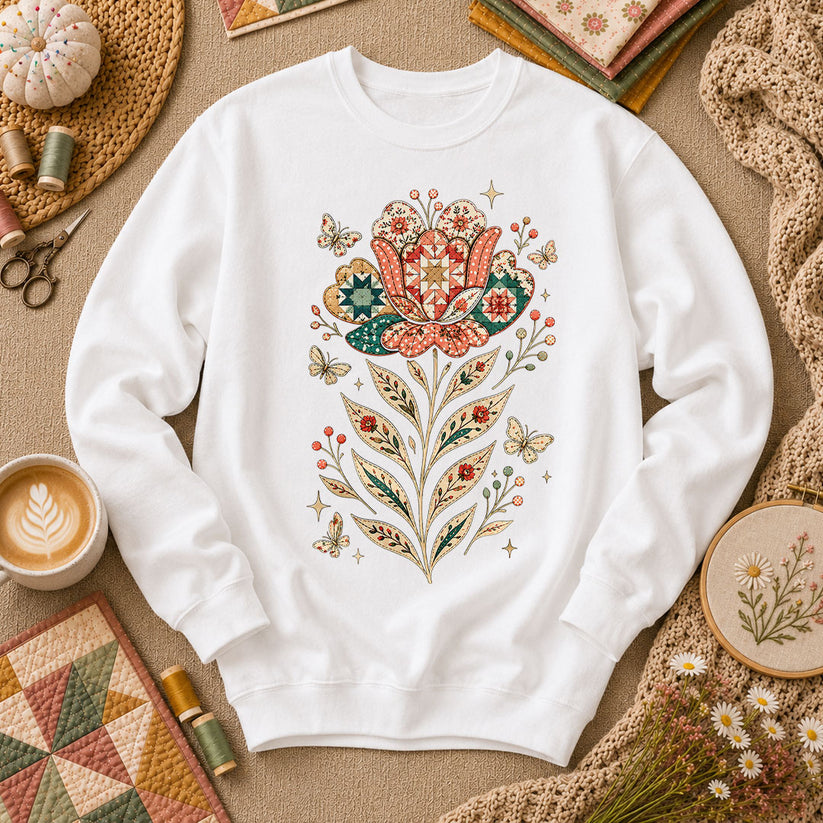 Patchwork Tulip Folk Art - White