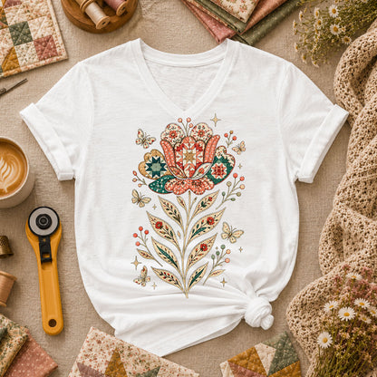 Patchwork Tulip Folk Art - White