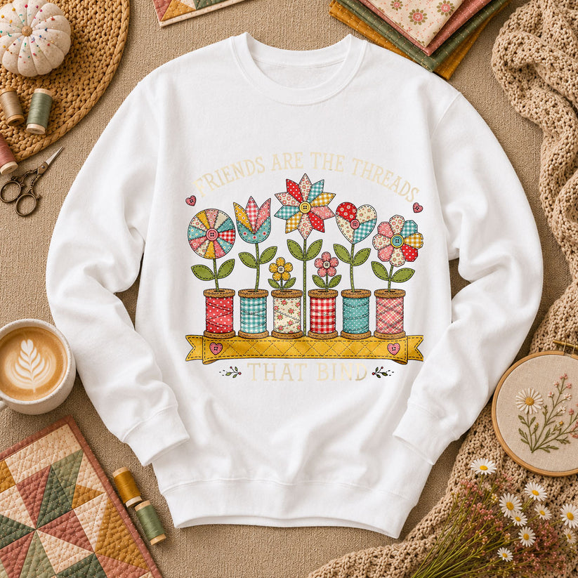 Friends Are The Threads Blooming Spools - White