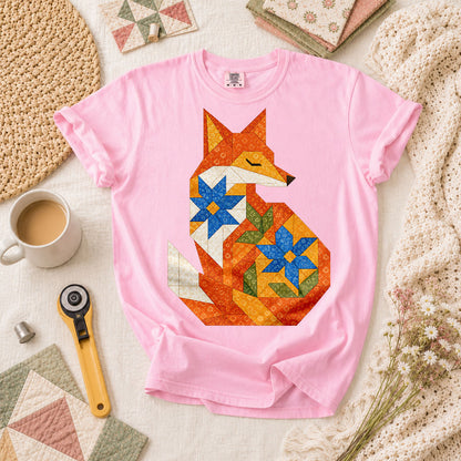 Patchwork Fox Wildflower T-Shirt - Blossom