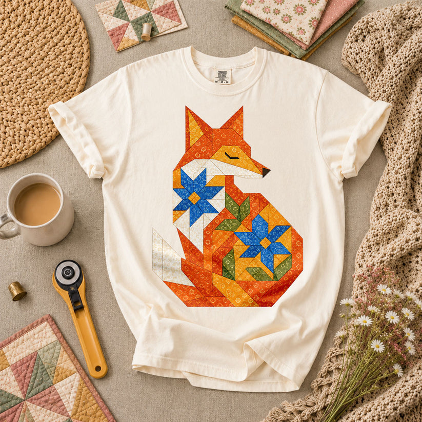 Patchwork Fox Wildflower T-Shirt - Ivory