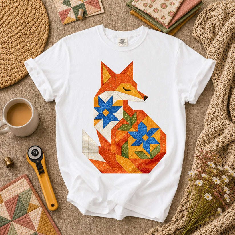 Patchwork Fox Wildflower T-Shirt - White