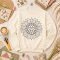 Sunflower Quilt Mandala Line Art Long Sleeve