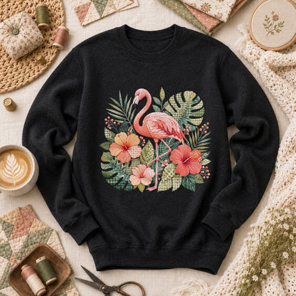 Tropical Flamingo Hibiscus - Black