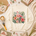 Tropical Flamingo Hibiscus Long Sleeve