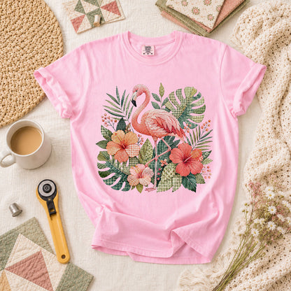 Tropical Flamingo Hibiscus T-Shirt - Blossom