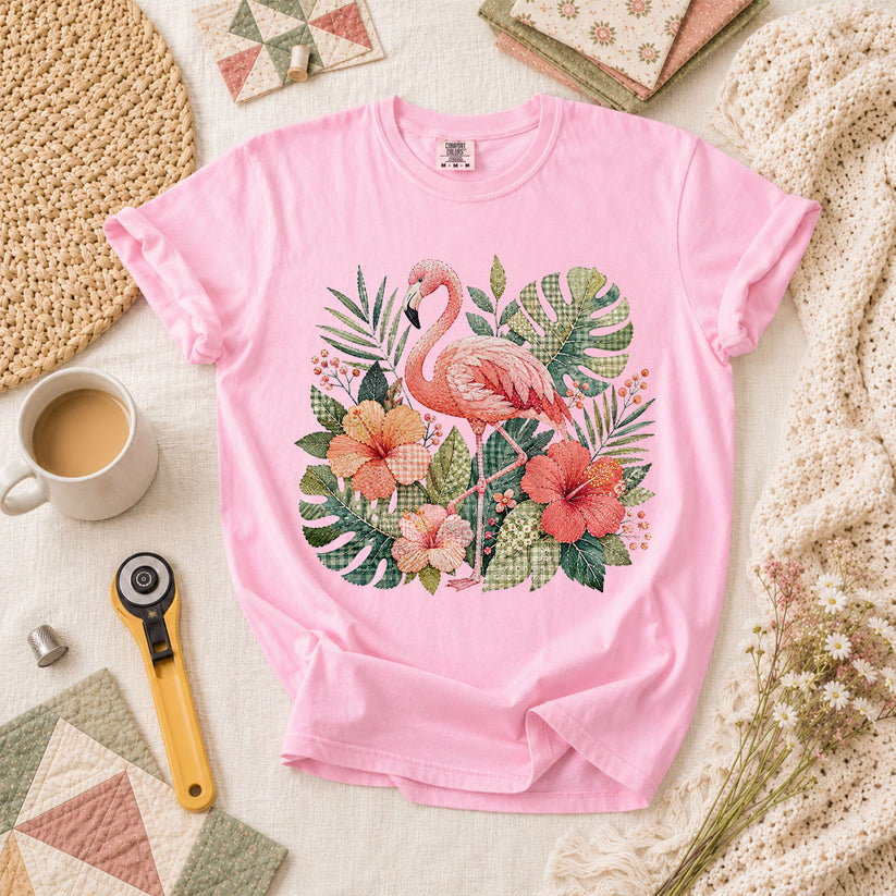 Tropical Flamingo Hibiscus T-Shirt - Blossom
