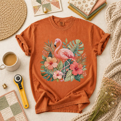 Tropical Flamingo Hibiscus T-Shirt - Yam