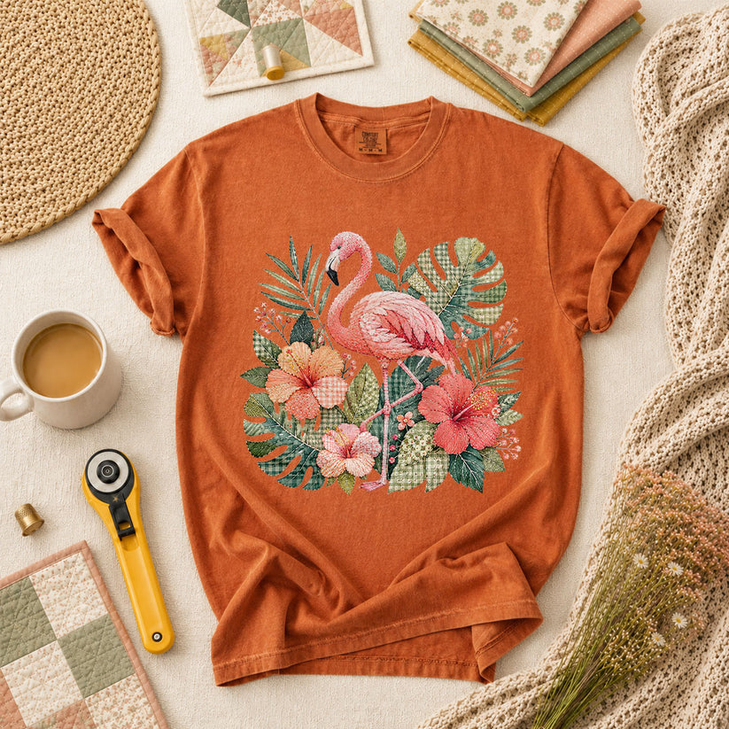 Tropical Flamingo Hibiscus T-Shirt - Yam