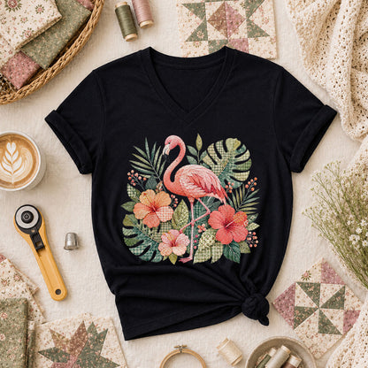 Tropical Flamingo Hibiscus - Black