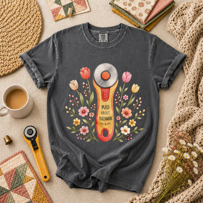 Mad About Patchwork Rotary Cutter T-Shirt - Grey