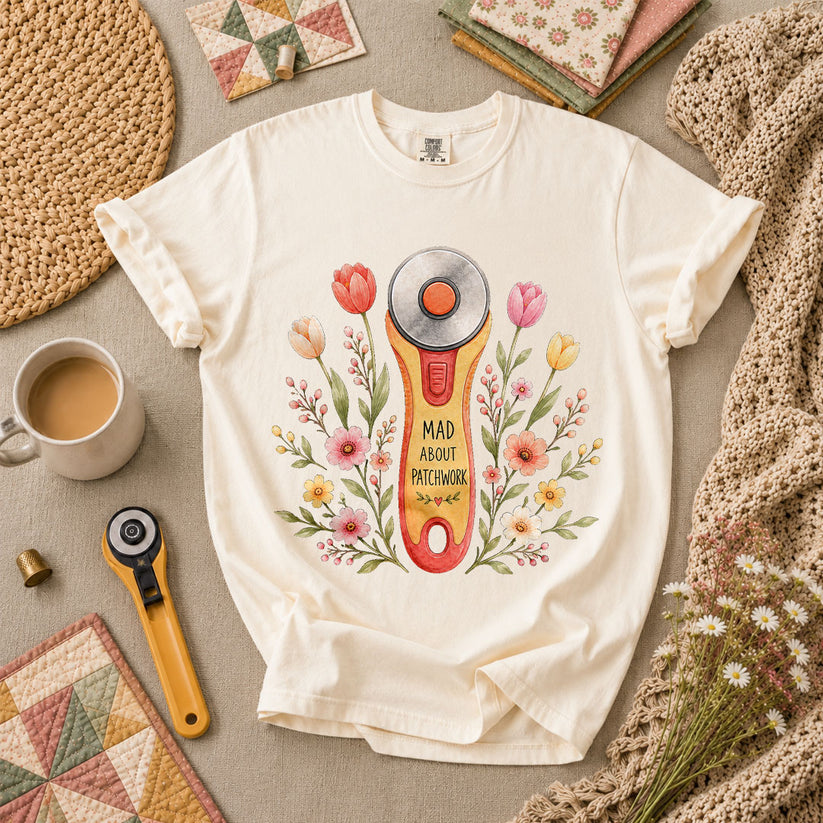 Mad About Patchwork Rotary Cutter T-Shirt - Ivory