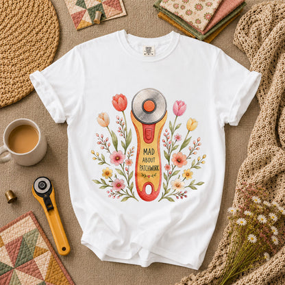 Mad About Patchwork Rotary Cutter T-Shirt - White