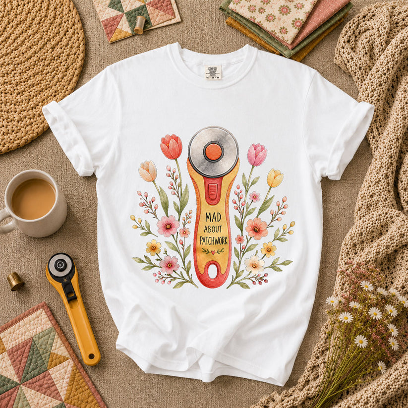 Mad About Patchwork Rotary Cutter T-Shirt - White